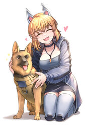  abigail_(neural_cloud) absurdres animal_ears blonde_hair breasts canine coat fake_animal_ears female german_shepherd girls&#039;_frontline girls&#039;_frontline_neural_cloud grey_coat highres k9 kneeling large_breasts long_hair long_sleeves m500_(girls&#039;_frontline) oerba_yun_fang open_clothes open_coat open_mouth senpaihawkkun thighhighs whistle whistle_around_neck white_thighhighs 