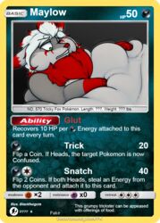  ambiguous_gender belly big_belly blackfoxguts card card_template chubby_cheeks english_text feral forepaw_on_stomach fur generation_5_pokemon generation_8_pokemon green_eyes grey_body grey_fur hair hand_on_belly hands_on_belly highlights_(coloring) hisuian_form hisuian_zorua huge_belly hyper hyper_belly male_(lore) maylow_(maylowfox) morbidly_obese morbidly_obese_feral motion_lines neck_tuft nintendo obese obese_feral one_eye_closed overweight overweight_feral pokemon pokemon_(species) pokemon_card red_paws regional_form_(pokemon) solo teeth text trading_card trading_card_template tuft white_hair zorua 