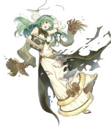  bare_shoulders blush book breasts dress elbow_gloves female fire_emblem fire_emblem_echoes:_shadows_of_valentia fire_emblem_heroes full_body fur_trim gloves green_eyes green_hair haru_(hiyori-kohal) highres holding holding_book long_dress long_skirt looking_away medium_breasts non-web_source official_art open_mouth skirt sleeveless solo tatiana_(fire_emblem) torn_clothes torn_gloves torn_skirt transparent_background white_gloves 