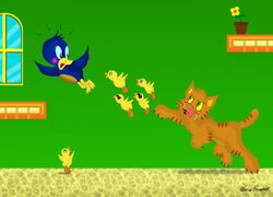  avian bird black_eyes blue_body blue_feathers blue_sclera blush chirp_(flicky) dannydingo domestic_cat eyewear feathers felid feline felis female flicky flicky_(1984) flicky_(character) flower fur mammal mother_(lore) orange_body orange_fur parent_(lore) plant sega sonic_the_hedgehog_(series) sunglasses tiger_(flicky) tongue tongue_out yellow_body yellow_feathers 