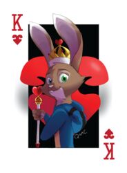  anthro card card_template clothing cosplay costume crown headgear heart_symbol hearts_(suit) heterochromia hoodie jake_thumpings king_of_hearts lagomorph leporid male mammal playing_card playing_card_template quirky-middle-child rabbit scepter solo suit_symbol topwear 