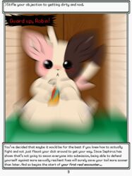  absurd_res anthro bodily_fluids door encounter english_text fur generation_5_pokemon grass hi_res male minccino multicolored_body multicolored_fur nintendo on_ground plant pokemon pokemon_(species) pokemon_mystery_dungeon robin_(rodent_powered) rodent_powered_(softestpuffss) seed sitting softestpuffss solo spike_chunsoft stone_wall tears text wall_(structure) wood wood_door 