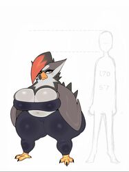  2024 anthro ass beak big_breasts big_butt black_beak black_bottomwear black_clothing black_crop_top black_feather_hair black_hair black_shirt black_tail black_toe_claws black_topwear blush bottomwear breasts claws clothed clothing crop_top digital_media_(artwork) feather_hair feathered_tail feathers female generation_4_pokemon grey_body grey_feathers grey_wings hair half-closed_eyes kaizocns leggings legwear model_sheet multicolored_beak multicolored_hair narrowed_eyes nintendo orange_beak orange_eyes pokemon pokemon_(species) pseudo_hair red_feather_hair red_hair shirt solo staraptor starlet_(kaizocns) tail thick_thighs toe_claws topwear two_tone_beak two_tone_feather_hair two_tone_hair two_tone_wings wings 