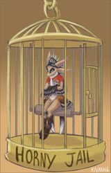  angry anthro avali bird_cage cage claws conditional_dnp eyewear feathered_wings feathers go_to_horny_jail goggles kivalewds male meme pineapple_(character) scissor-tailed_flycatcher sitting wings 