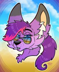  anthro canid canine emberfox eyewear female fennec_fox fox hi_res mammal nightlinez purple solo sunglasses true_fox 