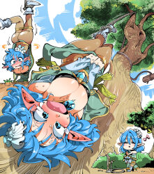  :d ass blue_eyes blue_gemstone blue_hair blue_sky blush booby_trap boots bow breasts brown_pantyhose bush cleavage closed_eyes cloud cloudy_sky commentary_request commission crying crying_with_eyes_open day ear_blush eighth_note elf facing_viewer female full_body gem green_robe hair_between_eyes hairbow hanging happy jewelry kafun large_breasts light_blush long_sleeves medium_hair moebius_(blueelfmoebius) multiple_views musical_note necklace nose_blush open_mouth original outdoors pantyhose pointy_ears robe rope single_hair_intake skeb_commission sky sleeves_past_wrists smile sweat tareme tears tree upside-down v-shaped_eyebrows v_arms walking white_bow white_footwear 