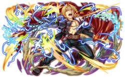  1boy abs ahoge alternate_costume anime_coloring ankle_boots artist_request automail bare_pectorals belt belt_buckle black_footwear black_pants black_sleeves boots braid braided_ponytail brown_belt buckle chains cloak collarbone crash_fever edward_elric electricity full_body fullmetal_alchemist game_cg hair_intakes hair_tie hexagon holding_cloak honeycomb_(pattern) long_hair low-braided_long_hair low-tied_long_hair low_ponytail male_focus mechanical_arms mechanical_hands muscular muscular_male number_print numbered official_alternate_costume official_art official_style open_mouth outline outstretched_arm outstretched_hand pants parted_bangs pectorals print_pants prosthesis prosthetic_arm red_cloak red_outline scar scar_on_chest serious shirt silver_chain single_mechanical_arm single_mechanical_hand single_sleeve smoke solo square square_print tachi-e teeth third-party_source tongue torn_clothes torn_shirt transparent_background v-shaped_eyebrows yellow_eyes 