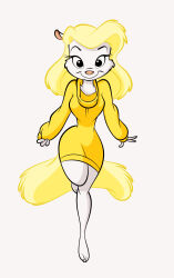  animaniacs anthro ass barefoot big_breasts big_butt blonde_hair breasts clothing feet female hair hi_res jumping long_hair looking_at_viewer mammal minerva_mink mink mustelid musteline smile smiling_at_viewer solo stanmort sweater thick_thighs tippy_toes toes topwear true_musteline warner_brothers wide_hips yellow_clothing yellow_sweater yellow_topwear 