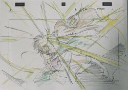  animation_paper bishoujo_senshi_sailor_moon brown_hair commentary female gloves high_ponytail highres key_frame kino_makoto long_hair looking_at_viewer ponytail production_art sailor_jupiter sailor_senshi_uniform shinohara_emi solo symbol-only_commentary traditional_media upper_body voice_actor_connection white_gloves yoshiyama_yuu 