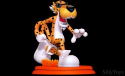  3d_(artwork) 3d_modeling 3d_print anthro breasts cheetah cheetos chester_cheetah digital_media_(artwork) eyewear felid feline fire fist fur hi_res male mammal mascot open_mouth orange_body running sillytoys simple_background solo spots stage sunglasses 