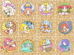  6+girls animal aqua_hair aquarius_(zodiac) aries_(zodiac) arrow_(projectile) barefoot blonde_hair blue_eyes bovine bow_(weapon) braid bug butterfly cancer_(zodiac) capricorn_(zodiac) centaur closed_mouth crossed_arms earrings facial_mark fish food fruit gemini_(zodiac) grapes green_eyes green_hair grey_hair hair_bun hair_ornament hairband holding holding_arrow holding_bow_(weapon) holding_weapon hood hood_up hooves horns horoscope jewelry leo_(zodiac) libra_(zodiac) lion long_hair mermaid mokeo monster_girl multiple_girls one_eye_closed orange_hair original pink_hair pisces_(zodiac) purple_eyes red_eyes red_hair sagittarius_(zodiac) scissors scorpio_(zodiac) scorpion_tail sheep short_hair single_braid single_hair_bun slime_(substance) smile star_(symbol) star_hair_ornament tail taur taurus_(zodiac) twintails two_side_up vase virgo_(zodiac) weapon weighing_scale white_hair zodiac 