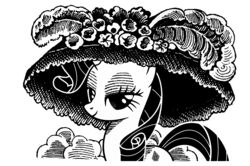  2012 alpha_channel big_hat border cempasuchil_(flower) clothing day_of_the_dead equid equine feather_ornament feathers female feral flower friendship_is_magic greyscale half-closed_eyes hasbro hat hat_feather hat_ornament headgear headwear hi_res holidays horn inspired_by_formal_art la_catrina looking_at_viewer loose_feather mammal marigold_(flower) monochrome my_little_pony mythological_creature mythological_equine mythology narrowed_eyes plant rarity_(mlp) solo standing tamalesyatole unicorn white_border 