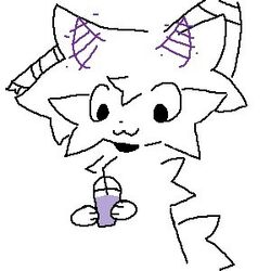  1:1 aliasing ambiguous_gender anthro before_and_after bendy_straw canid canine compression_artifacts container cup digital_media_(artwork) drinking_straw floofifoxalin floofy_(floofifoxalin) fox fur grimace_shake horn looking_down low_res mammal mcdonald&#039;s meme pixelated simple_background solo tail white_background 