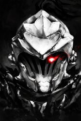  1boy absurdres armor facing_viewer glowing glowing_eye goblin_slayer goblin_slayer! helm helmet highres jin_grey_paladin knight male_focus md5_mismatch plume portrait solo visor_(armor) 