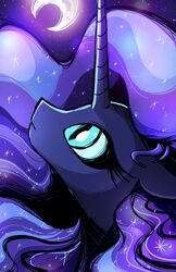  absurd_res blue_eyes equid eyelashes female feral flamevulture17 friendship_is_magic hair hasbro hi_res horn mammal moon my_little_pony nightmare_moon_(mlp) purple_hair sky solo star starry_sky 