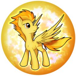  1:1 absurd_res alpha_channel amber_eyes blonde_hair cutie_mark equid equine feathered_wings feathers female feral flamevulture17 friendship_is_magic fur hair hasbro hi_res hooves mammal my_little_pony mythological_creature mythological_equine mythology pegasus solo spitfire_(mlp) spread_wings standing wings wonderbolts_(mlp) yellow_body yellow_feathers yellow_fur 