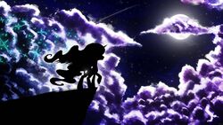  16:9 absurd_res alicorn cutie_mark detailed_background equid equine female feral flamevulture17 flowing_hair friendship_is_magic hair hasbro hi_res hooves horn long_hair mammal moon my_little_pony mythological_creature mythological_equine mythology night outside princess_luna_(mlp) silhouette sky solo standing star starry_sky widescreen wings 