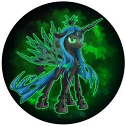  1:1 absurd_res alpha_channel arthropod changeling fangs female feral flamevulture17 friendship_is_magic green_eyes hasbro hi_res hooves horn insect_wings looking_at_viewer my_little_pony queen_chrysalis_(mlp) smile solo standing teeth wings 