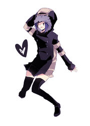  androgynous artist_request boots coat female full_body hat katekyo_hitman_reborn! mammon_(reborn) photoshop_(medium) purple_hair solo thigh_boots thighhighs 