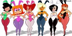  6girls agent_k american_dragon:_jake_long artist_name atomickingboo background big_breasts black_hair blonde_hair breasts brown_hair bunny_costume bunny_ears bunny_girl bunnysuit bursting_breasts busty cartoon_network cleavage clothing coraline crossover debbie_turnbull debs_turnbull disney disney_channel ear_piercing earrings emma_(lou!) female female_only footwear goof_troop high_heels hourglass_figure legs long_hair looking_at_viewer lou! mature mature_female milf mother orange_hair other_mother pantyhose peg_pete piercing robotboy shoes short_hair simple_background smile susan_long the_replacements thick_legs thick_thighs thighs upper_body voluptuous watermark white_background 