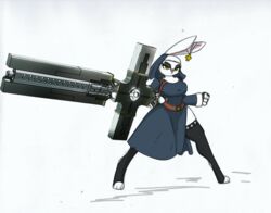  absurd_res anthro ass big_breasts big_butt big_gun breasts clothing cross fan_character female gun hi_res lagomorph legwear leporid mammal nun nun_bun_with_guns nun_outfit pace-maker pose rabbit ranged_weapon slit_dress solo stockings thick_thighs thigh_highs toeless_thigh_highs trigun weapon wide_stance yellow_eyes 