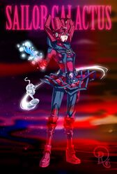  animalization bishoujo_senshi_sailor_moon boots cosplay drachea_rannak energy fantastic_four feline female galactus genderswap_(mtf) helmet marvel miniskirt parody red_footwear rule_63 sailor_collar silver_surfer skirt surfboard unofficial_sailor_senshi_uniform watermark 