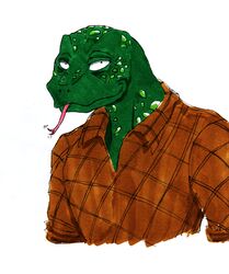  absurd_res anthro beastars efradraws forked_tongue gosha_(beastars) grandparent_(lore) green_body green_skin hi_res komodo_dragon lizard male marker_(artwork) mature_male monitor_lizard pupils reptile scales scalie simple_background small_pupils smile solo tongue traditional_media_(artwork) white_background wrinkles 