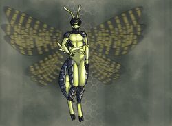  4_arms android antennae_(anatomy) anthro arthropod hi_res hornet hymenopteran insect_wings insects looking_at_viewer machine male merrowsong multi_arm multi_limb robot solo sting vespid wasp wings yellow_body 