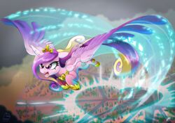  absurd_res alicorn crystal_empire dormin-dim equid equine feathered_wings feathers female feral flying friendship_is_magic glowing hasbro heart_symbol hi_res horn magic mammal my_little_pony mythological_creature mythological_equine mythology princess_cadance_(mlp) solo wings 