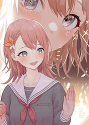  +++ :d blouse bow braid breasts brown_background brown_hair character_name clenched_hand close-up collarbone commentary crying dark_background dot_nose expressionless feathers female glint glowstick gradient_background grey_eyes grey_shirt hair_between_eyes hairbow half-closed_eyes hanasato_minori hand_up happy happy_birthday head_tilt highres light_blush long_sleeves looking_at_viewer looking_away looking_up medium_hair miyamasuzaka_girls&#039;_academy_school_uniform multiple_views neckerchief open_mouth orange_background orange_bow project_sekai puffy_long_sleeves puffy_sleeves red_neckerchief sailor_collar school_uniform shirt sidelighting sideways_glance small_breasts smile sparkle streaming_tears swept_bangs symbol_in_eye tears tsurime two-tone_bow upper_body waving white_bow white_feathers white_sailor_collar wide-eyed yabainemui 