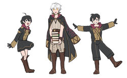  2boys ahoge bike_shorts black_eyes black_hair book commentary dobinnim english_commentary female fire_emblem fire_emblem:_three_houses fire_emblem_awakening full_body garreg_mach_monastery_uniform gloves holding holding_book looking_at_viewer morgan_(female)_(fire_emblem) morgan_(fire_emblem) morgan_(male)_(fire_emblem) multiple_boys open_mouth robin_(fire_emblem) robin_(male)_(fire_emblem) short_hair skirt smile teeth white_hair yellow_eyes 