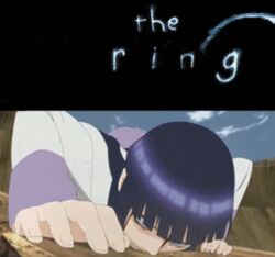  animated blood bloody_coxcomb blurry crawling creepy depth_of_field edit foreshortening horror hyuuga_hinata lowres movie naruto parody pov the_ring 