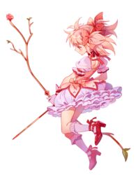  bow bow_(weapon) bubble_skirt choker commentary_request dress female frilled_skirt frills full_body gloves hairbow high_heels holding holding_bow_(weapon) holding_weapon inzup kaname_madoka kaname_madoka_(magical_girl) kneehighs korean_commentary magical_girl mahou_shoujo_madoka_magica mahou_shoujo_madoka_magica_(anime) petticoat pink_dress pink_eyes pink_hair profile puffy_short_sleeves puffy_sleeves red_bow red_footwear red_ribbon ribbon short_hair short_sleeves short_twintails simple_background skirt socks solo twintails weapon white_background white_gloves white_skirt white_socks 