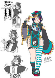  +++ ? bell bowl breasts candy chinese_clothes commentary_request english_text female food full_body halloween hat hat_ornament highres holding holding_bowl jiangshi jiangshi_costume multiple_views ofuda original outstretched_arms pelvic_curtain qingdai_guanmao ryuusei_(mark_ii) sharp_teeth short_hair signature single_thighhigh skindentation smile stitched_face stitches striped_clothes striped_thighhighs talisman tangzhuang teeth thighhighs trapped trick_or_treat undead wide_sleeves yin_yang zipper zipper_pull_tab zipping zombie zombie_pose 