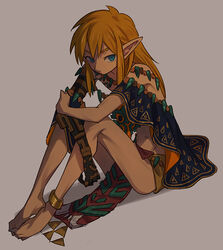  ankle_bracelet blank_background blonde blonde_hair blonde_hair_male blonde_male blue_eyed blue_eyes blue_eyes_male clenched_feet clothed fully_clothed fully_clothed_male gray_background grey_background hylian hylian_ears link male_only no_background sitting_down tagme the_legend_of_zelda 