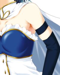  armband armpits blue_hair cape collarbone commentary_request elbow_gloves female gloves magical_girl mahou_shoujo_madoka_magica mahou_shoujo_madoka_magica_(anime) miki_sayaka miki_sayaka_(magical_girl) solo strapless transparent_background xxxx 