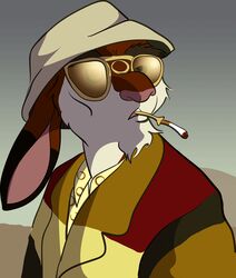 anthro bat_country cheap_thrills cigarette cigarette_holder clothing eyewear fear_and_loathing_in_las_vegas hat headgear headwear jeordie_maaltajik lagomorph leporid male mammal parody rabbit raoul_duke skurvy smoking solo sunglasses