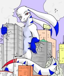 anthro building building_destruction city cityscape damage destruction digital_media_(artwork) gothyk kernac macro male rampage skyscraper solo space_dragon tail unknown_species