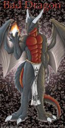 2008 4_fingers abs anthro bad_dragon biceps biped black_body black_scales bottomwear claws clothed clothing digital_media_(artwork) dragon duke_(bad_dragon) european_mythology fingers fire fireball front_view horn loincloth male membrane_(anatomy) membranous_wings muscular muscular_anthro muscular_male mythological_creature mythological_scalie mythology narse pecs red_body red_scales scales scalie solo standing tail toe_claws topless western_dragon wings yellow_eyes