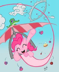 alligator alligatorid cake crocodilian cupcake dessert domestic_pet duo earth_pony equid equine female feral food friendship_is_magic fur gummy_(mlp) hang_glider hang_gliding hasbro horse mammal my_little_pony nullh pink_body pink_fur pinkie_pie_(mlp) pony reptile scalie sonic_rainboom