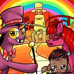 1:1 alice_(superjail!) equid equine female friendship_is_magic group hasbro horse jared_(superjail!) male mammal my_little_pony parody pony superjail! the_warden theknysh