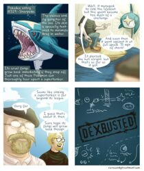 adam_savage beard boat clothing cloud comic crossover dialogue english_text eyewear facial_hair generation_3_pokemon glasses hair hat headgear headwear human humor jamie_hyneman male mammal mythbusters nintendo pokedex pokemon pokemon_(species) rarecandytreatment real_world sea sharpedo sky text url vehicle water watercraft