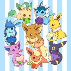 1:1 ambiguous_gender aspear_berry berry blue_sclera bluk_berry brown_sclera canid canine cheri_berry chesto_berry daww eevee eeveelution espeon feral flareon food fruit generation_1_pokemon generation_2_pokemon generation_4_pokemon glaceon group hi_res huiro jolteon leafeon lum_berry mammal nanab_berry nintendo oran_berry pecha_berry plant pokemon pokemon_(species) pokemon_berry purple_sclera red_sclera tail umbreon vaporeon