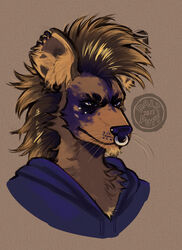  african_wild_dog anthro brown_body brown_fur canid canine dalipuff ear_piercing ear_ring facial_piercing fur hi_res inner_ear_fluff male mammal mocha_(dalipuff) nose_piercing nose_ring piercing ring_piercing solo tuft whiskers 