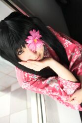  cosplay eyepatch flower_eyepatch gintama highres photo saya saya_(cosplayer) yagyu_kyubei yagyuu_kyuubei 