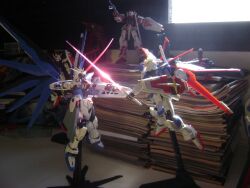  astray_red_frame bandai energy_sword freedom freedom_gundam gundam gundam_seed gundam_seed_destiny impulse impulse_gundam mecha model photo strike_gundam sword weapon 