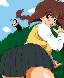  back brown_hair jubei-chan lowres nanohana_jiyuu ozaru_(jubei-chan) school_uniform 