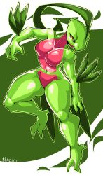  anthro anthro_only big_breasts breasts female fukouiro grovyle nintendo pok&eacute;mon_(species) pokemon thick_thighs wide_hips 