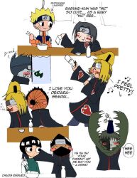  alcohol beverage blush deidara drunk fish food hoshigaki_kisame humor male marine mask naruto noodles ramen rock_lee sake substance_intoxication tobi uchiha_itachi uzumaki_naruto 