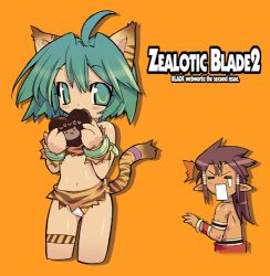  animal_ears aqua_hair blade_(artist) blade_(galaxist) blade_(lovewn) cat_ears catgirl cham_cham cham_cham chibi chocolate heart lowres samurai_shodown samurai_spirit samurai_spirits snk tam_tam tamtam_(samurai_spirits) 